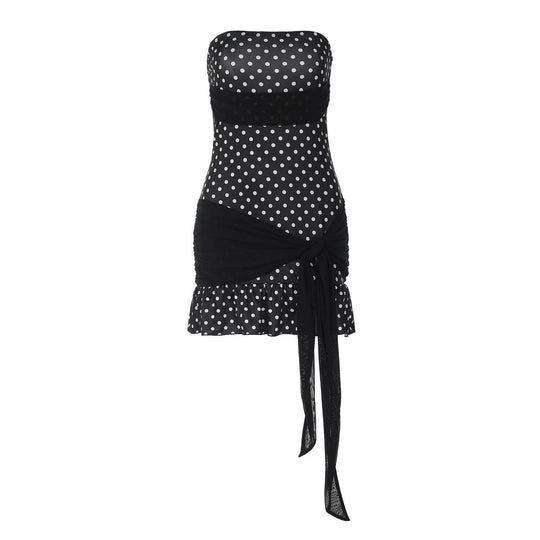 Damen Figurnahes Polka-Dot Kleid mit verspieltem Wickel-Design R&B