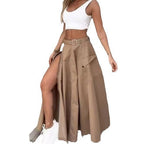 Damen langer Cargo-Rock mit seitlichem Schlitz und praktischen Taschen R&B