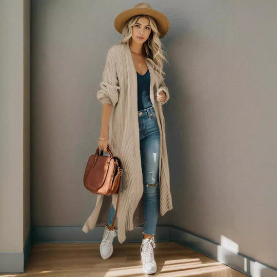 Damen Strickjacke mit offenem Design und lässiger Passform R&B