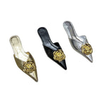 Damen elegante Mules mit Blumendekor R&B