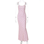 Damen Figurnahes Maxikleid mit floralem Design und Spaghettiträgern R&B