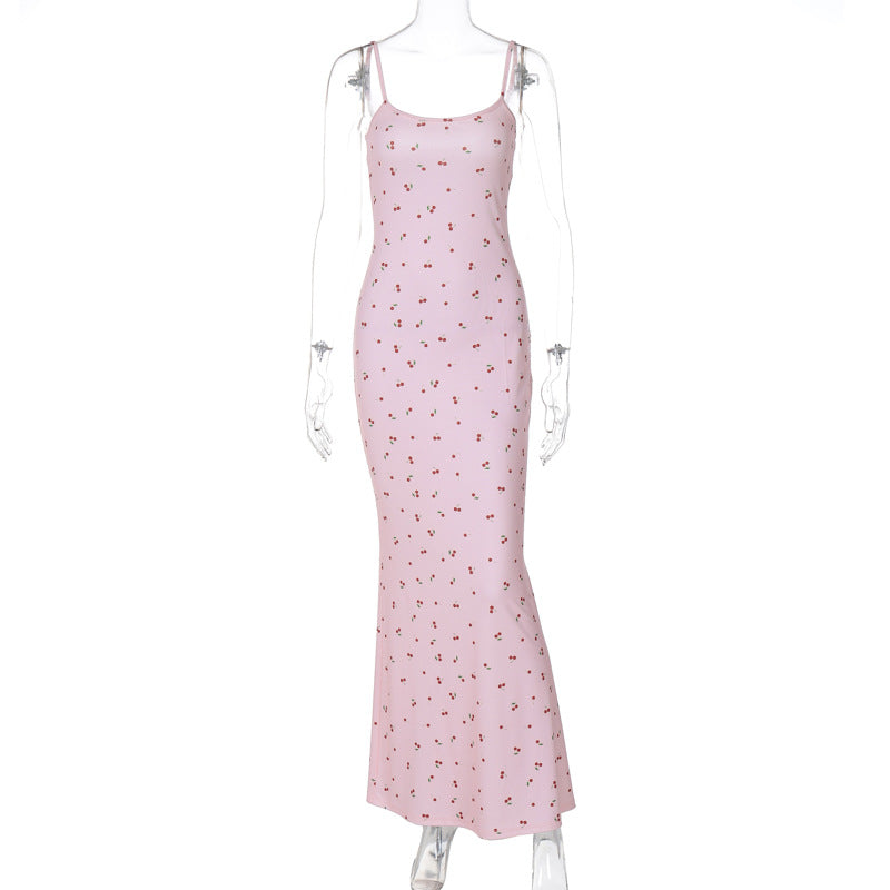 Damen Figurnahes Maxikleid mit floralem Design und Spaghettiträgern R&B