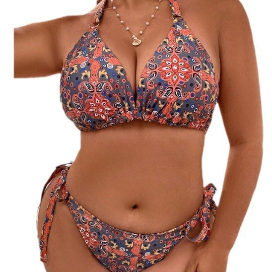 Damen Triangel-Bikini Set mit floralem Design und verstellbaren Bändern