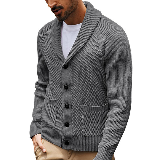 Herren Strickjacke mit Schalkragen und Taschen R&B