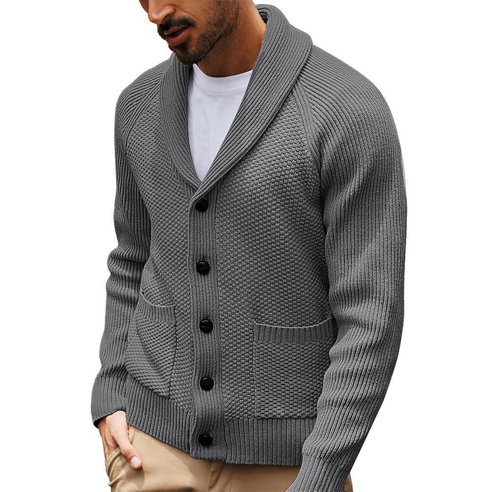 Herren Strickjacke mit strukturiertem Design und praktischem Schalkragen R&B