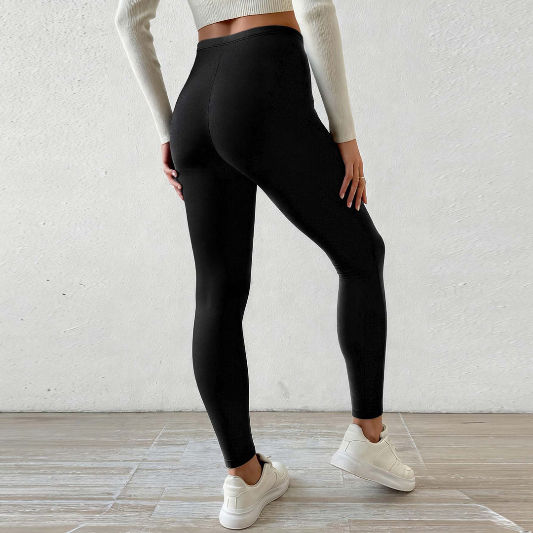 Damen Fleecegefütterte Leggings mit hohem Bund und Kordelzug R&B