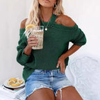 Damen Cooles Off-Shoulder Strickpullover mit weit geschnittenen Ärmeln R&B