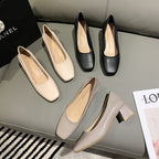 Damen elegante Blockabsatz-Pumps mit geschmeidiger Oberfläche