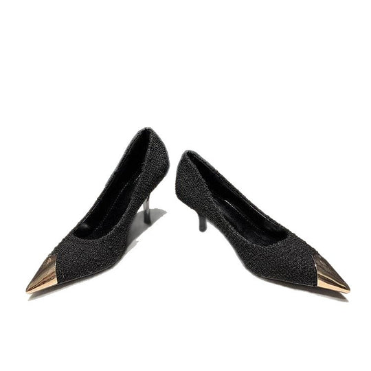 Damen elegante spitze Pumps mit metallic Akzenten R&B