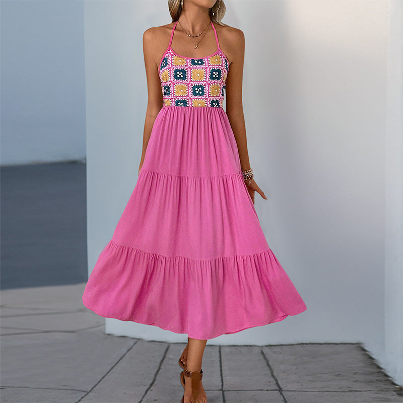 Damen Maxikleid mit gestricktem Oberteil und voluminösem Rock R&B