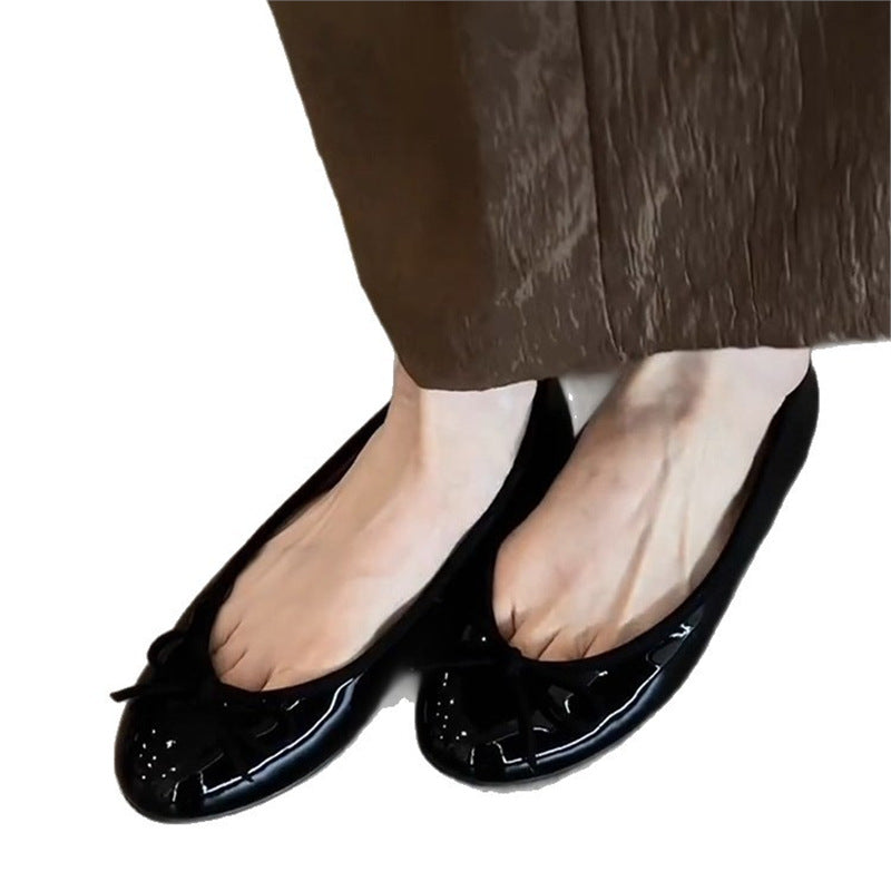 Damen Ballerinas aus glänzendem, strukturiertem Obermaterial R&B