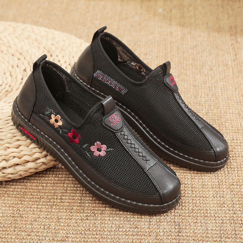 Damen Bequeme Slip-On Schuhe mit atmungsaktiver Netzstruktur und floralem Design R&B