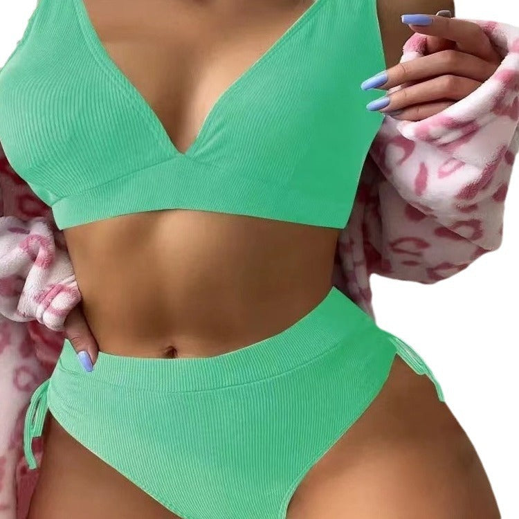 Damen Triangel-Bikini mit verstellbaren Trägern und hohem Bund R&B