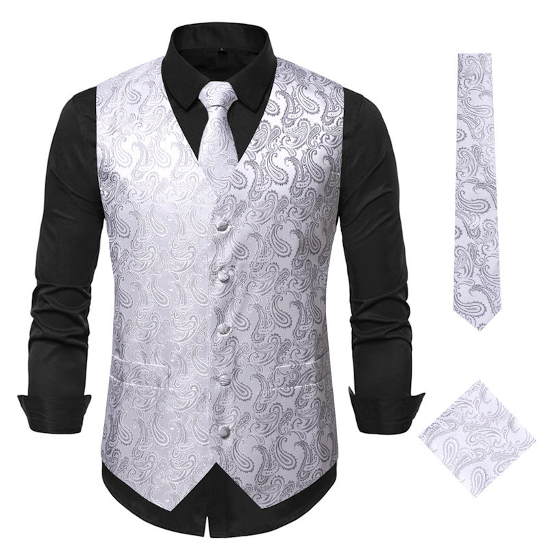 Herren elegante Anzugweste mit eleganten Paisley-Muster und passendem Zubehör R&B