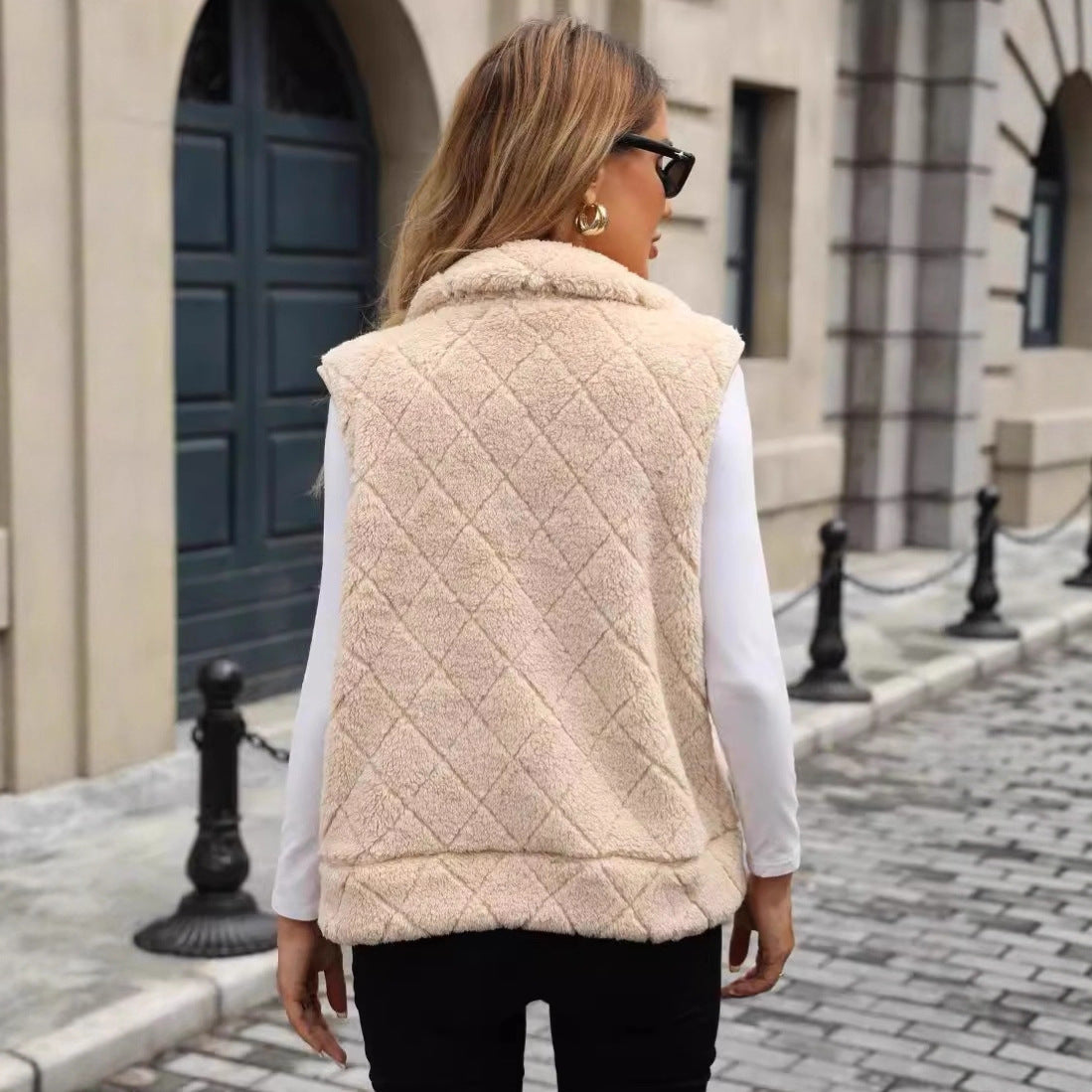 Damen Kuschelige Fleece-Weste mit Kapuze R&B