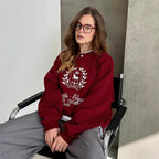 Damen Oversized Sweatshirt mit grafischem Print und weichem Futter R&B
