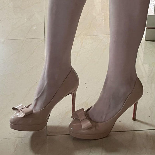 Damen elegante High Heel Pumps mit zarter Schleifenapplikation R&B