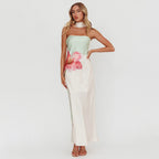 Damen Elegantes Schulterfreies Maxikleid mit floralem Design und tailliertem Schnitt R&B