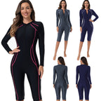 Damen Sportlicher Langarm-Schwimmanzug mit Reißverschluss R&B