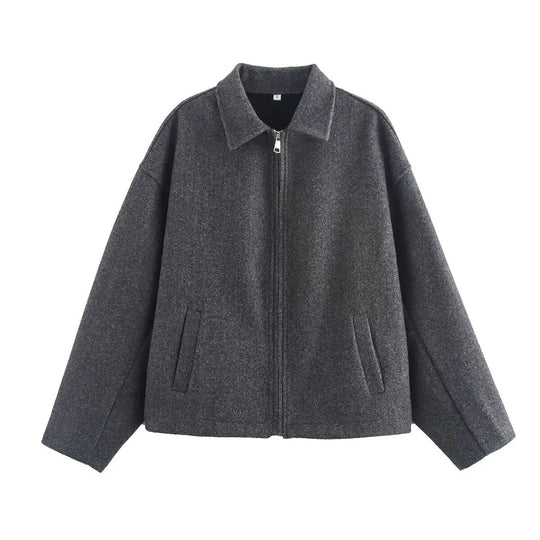 Damen lässige Fleecejacke mit hohem Kragen und praktischen Taschen R&B