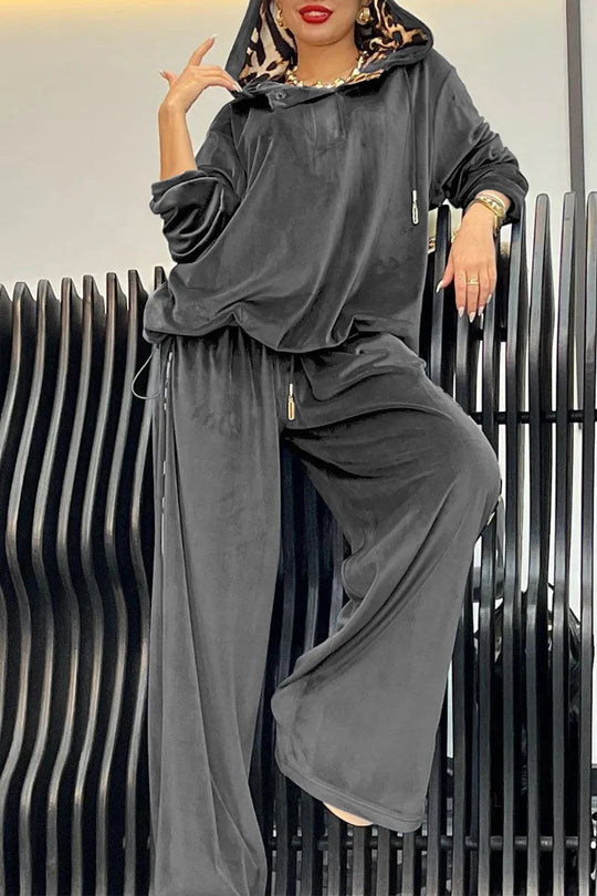 Damen Freizeit-Hosenset aus weichem Velours R&B