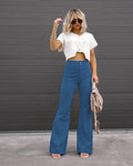 Damen Flared Jeans mit hohem Bund und tailliertem Schnitt R&B