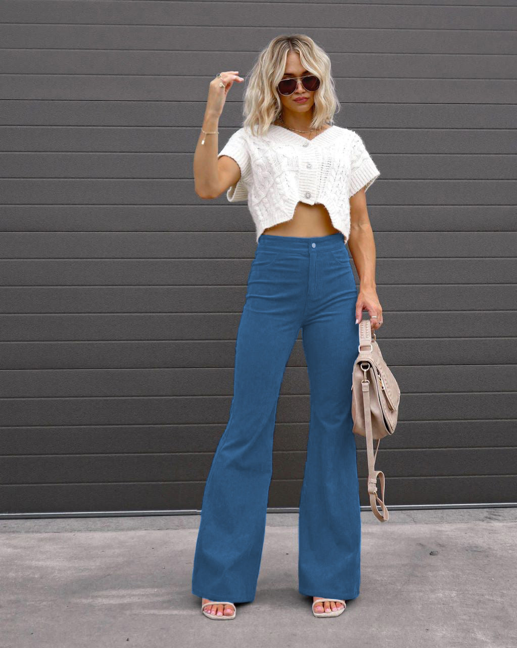 Damen Flared Jeans mit hohem Bund und tailliertem Schnitt R&B