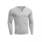Herren nan Langarmshirt mit V-Ausschnitt Slim Fit Baumwollmix und elastischem Komfortbund R&B