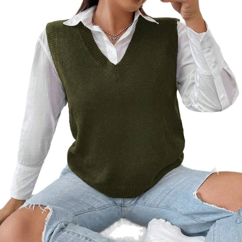 Damen Strickweste mit V-Ausschnitt und feinem Rippstrickmuster R&B