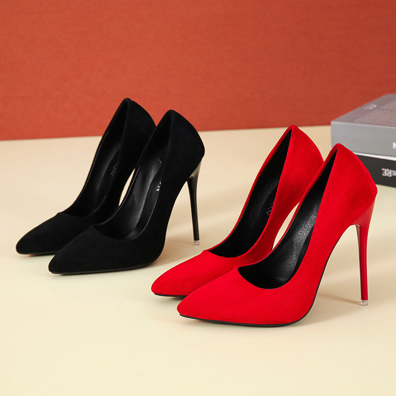 Damen nan spitze Stiletto-Pumps mit Samtoptik und gepolstertem Komfortfußbett R&B