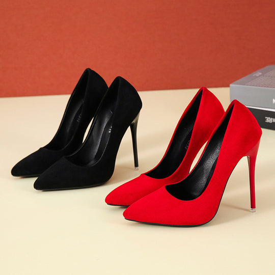 Damen nan spitze Stiletto-Pumps mit Samtoptik und gepolstertem Komfortfußbett R&B