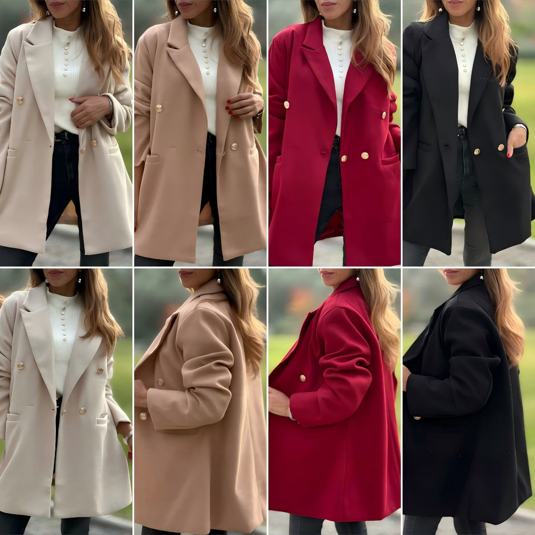 Damen Eleganter Langblazer mit herausragenden Knöpfen R&B