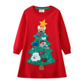 Mädchen Langarmkleid mit festlichem Weihnachtsbaum-Motiv R&B
