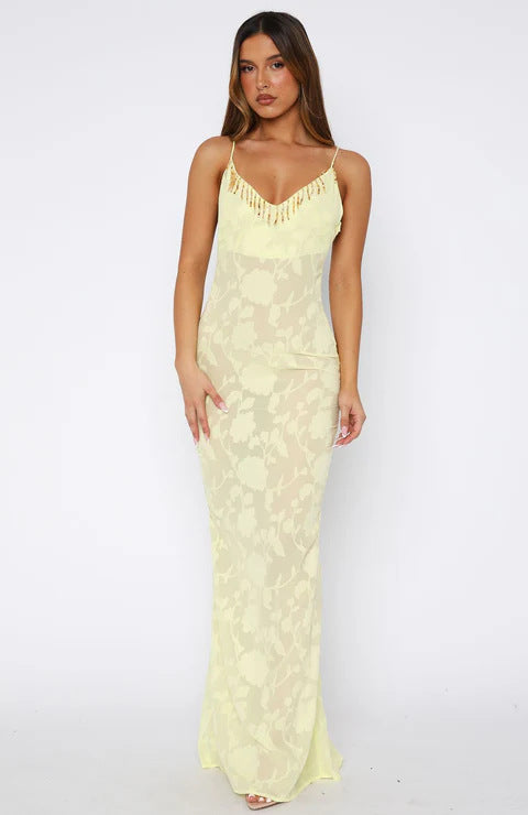 Damen Elegantes Transparentes Wickelkleid mit floralem Muster und funkelndem Ausschnitt R&B