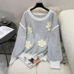 Damen Strickpullover mit floralen Applikationen R&B