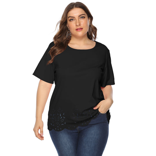 Damen luftiges Oberteil mit floralem Lochmuster R&B