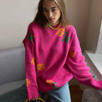 Damen weicher Strickpullover mit floralem Design R&B