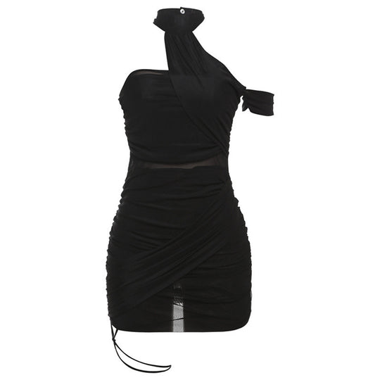 Damen figurbetontes Minikleid mit Rüschendetails und elegantem Wickeldesign R&B