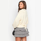 Damen kuscheliger Strickpullover mit modernem Wickeldesign R&B
