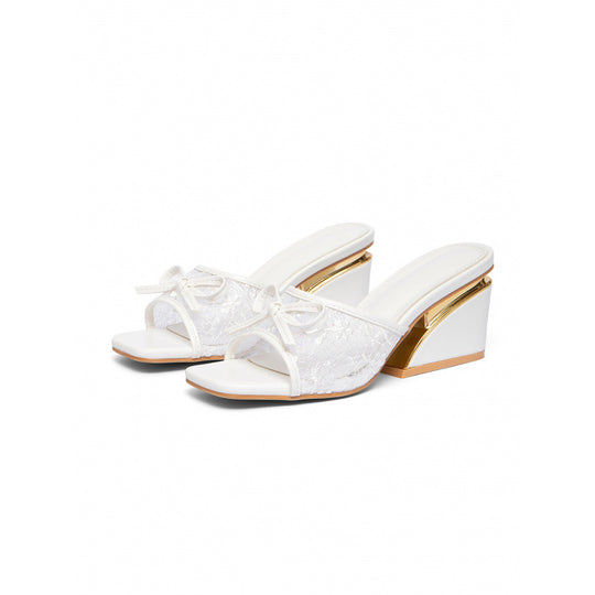 Damen elegantes Mules mit zierlichem Schleifendetail und glamourösem Keilabsatz R&B