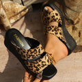 Damen Plateau-Sandalen mit modischem Leopardenmuster und rutschfester Sohle