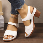Damen Sandalen mit breitem Riemen und elegantem Blockabsatz R&B