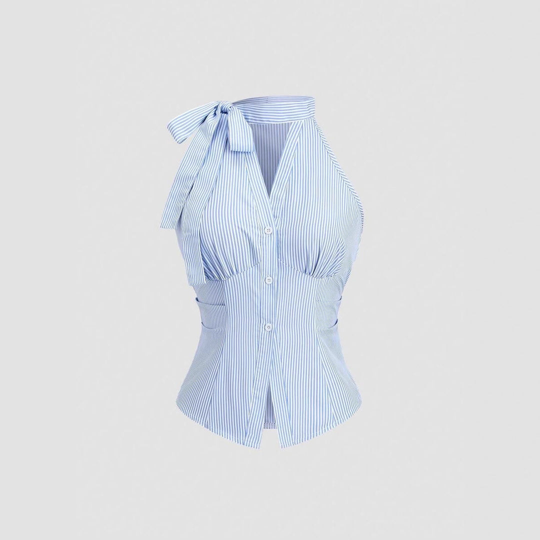 Damen sommerliche Bluse mit Rippstruktur R&B