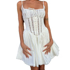 Damen Spitzenkleid mit tailliertem Schnitt und Rüschendetails R&B