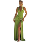 Damen Elegantes Maxikleid mit raffinierten Drapierungen und dekorativem Detail R&B