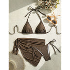Damen Triangel-Bikini-Set mit transparenter Wickelpartie