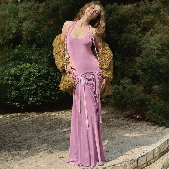 Damen Elegantes Maxikleid mit raffinierten Rüschendetails und schmalem Rücken R&B