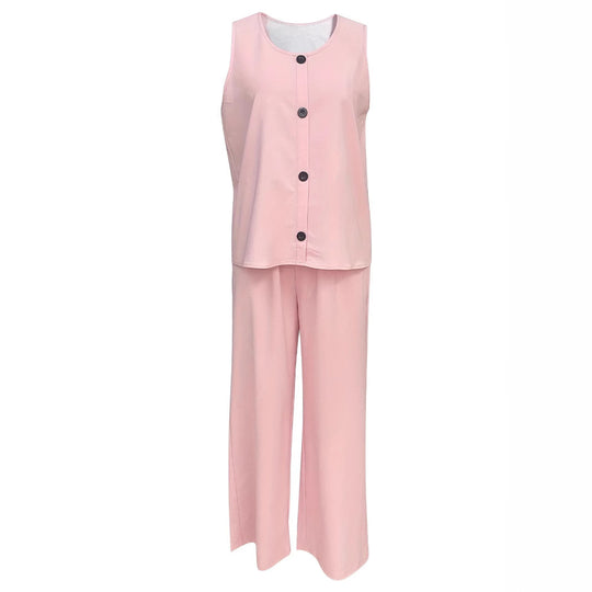 Damen Bequemes Zweiteiliges Outfit mit Knopfleiste und Weitem Schnitt R&B
