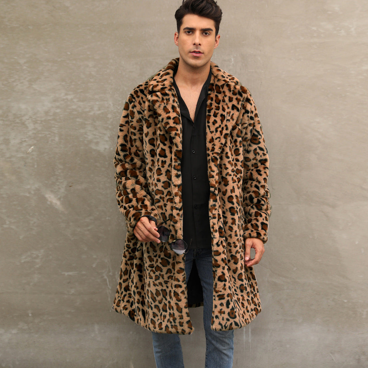 Herren Modischer Leopardenfell-Mantel R&B