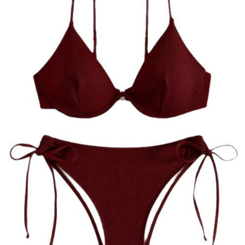Damen Triangel-Bikini mit verstellbaren Trägern und Seitenschnürungen R&B